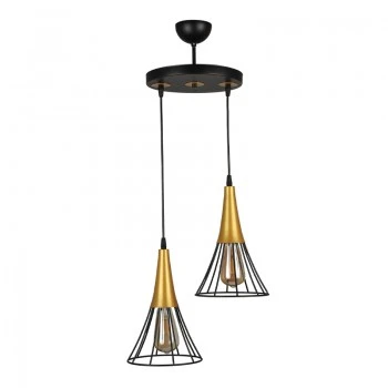 Havana Megapap E27 metallic two-light ceiling light in black - gold color 24x24x85cm.