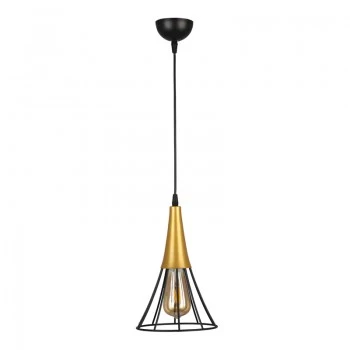Havana Megapap E27 metallic single-light ceiling light in black - gold color 18x18x72cm.