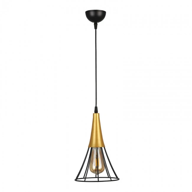 Havana Megapap E27 metallic single-light ceiling light in black - gold color 18x18x72cm.