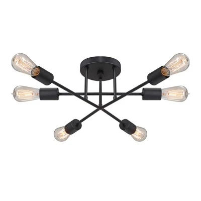 Φωτιστικό οροφής Helga Megapap E27 μεταλλικό εξάφωτο χρώμα μαύρο 50x12x20εκ.