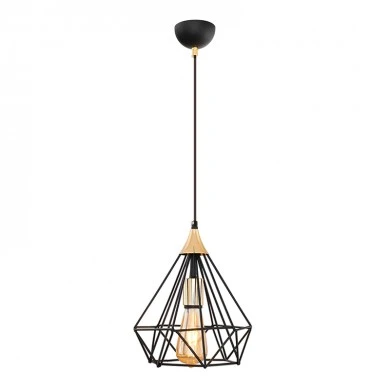Hideki Megapap E27 metallic single-light ceiling light in black color 22x22x80cm.