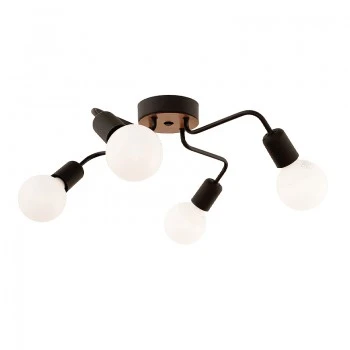 Horus Megapap E27 metallic four-light ceiling light in black color 48x48x10cm.