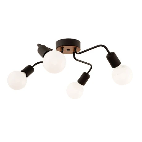Horus Megapap E27 metallic four-light ceiling light in black color 48x48x10cm.