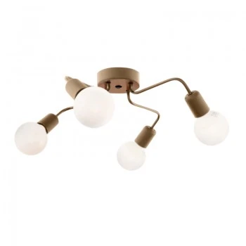 Horus Megapap E27 metallic four-light ceiling light in gold color 48x48x10cm.