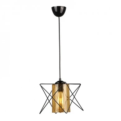 Indra Megapap metallic single-light ceiling light E27 in black color 17x17x50cm.