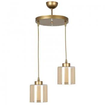 Kenedy Megapap E27 metallic - glass two-light ceiling light in gold color 25x25x80cm.