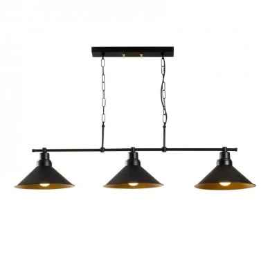 Kyran Megapap E27 metallic three-light ceiling light in black color 108x24x55cm.