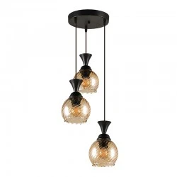 Kyran Megapap E27 metallic three-light ceiling light in black color 20x20x75cm.