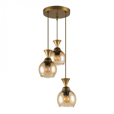 Kyran Megapap E27 metallic three-light ceiling light in golden color 20x20x75cm.