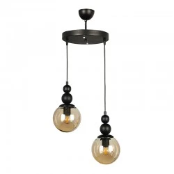Latona Megapap metallic two-light ceiling light E27  in black color 25x25x80cm.
