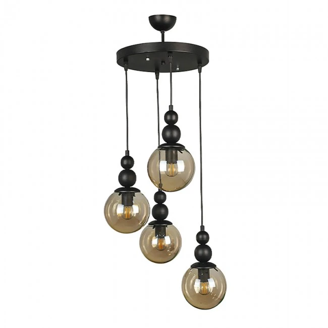 Latona Megapap metallic four-light ceiling light E27 in black color 30x30x90cm.