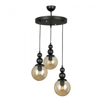 Latona Megapap metallic three-light ceiling light E27 in black color 30x30x85cm.