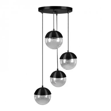 Lauren Megapap metallic - glass four-light ceiling light in black color 30x30x70cm.