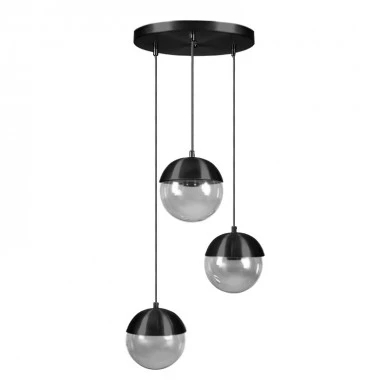 Lauren Megapap metallic - glass three-light ceiling light in black color 30x30x70cm.