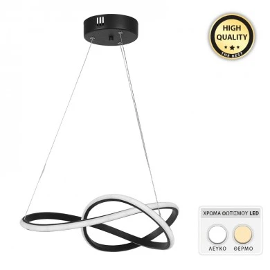 Luciano Megapap metallic Led ceiling light in black color 47x40x60cm.