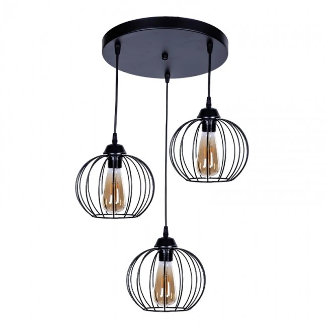 Lina Megapap E27 metallic ceiling three-light in black color 45x40x80cm.