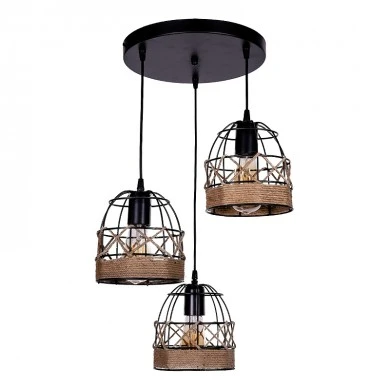 Lino Megapap E27 metallic - rope ceiling three-light in black color 40x40x80cm.