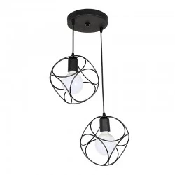 Lusita Megapap E27 metallic double-light ceiling light in black color 35x35x70cm.