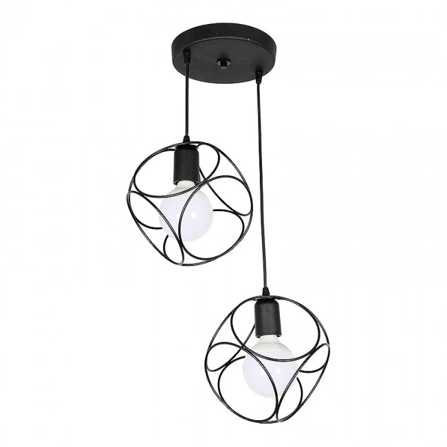 Lusita Megapap E27 metallic double-light ceiling light in black color 35x35x70cm.