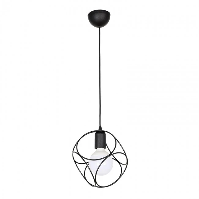 Lusita Megapap E27 metallic single-light ceiling light in black color 20x20x70cm.
