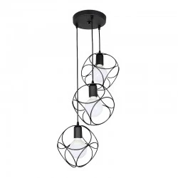 Lusita Megapap E27 metallic three-light ceiling light in black color 35x35x90cm.