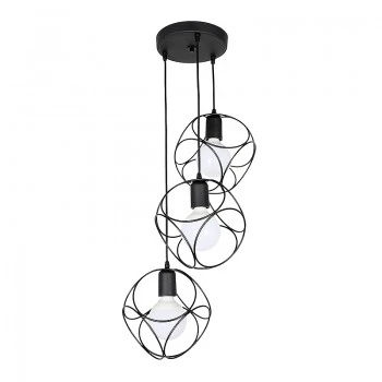 Lusita Megapap E27 metallic three-light ceiling light in black color 35x35x90cm.