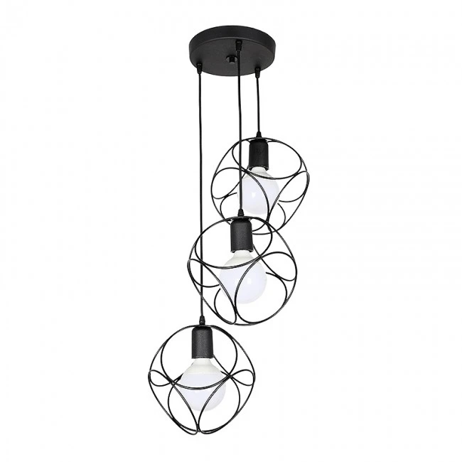 Lusita Megapap E27 metallic three-light ceiling light in black color 35x35x90cm.