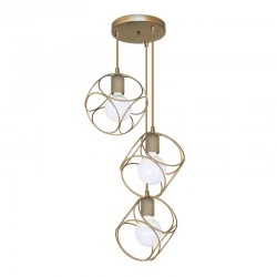 Lusita Megapap E27 metallic three-light ceiling light in golden color 35x35x90cm.