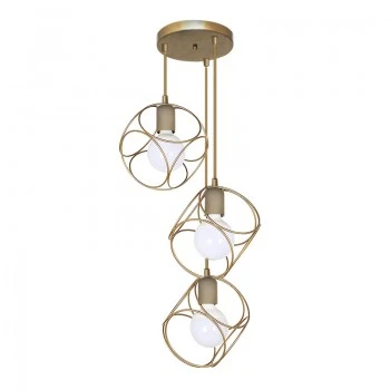 Lusita Megapap E27 metallic three-light ceiling light in golden color 35x35x90cm.