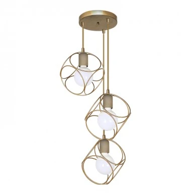 Lusita Megapap E27 metallic three-light ceiling light in golden color 35x35x90cm.