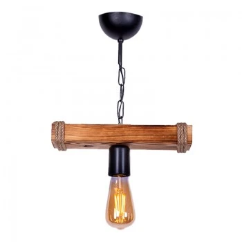Mako Megapap E27 wooden ceiling light in walnut/φυσικό color 30x10x45cm.
