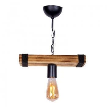 Mako Megapap E27 wooden ceiling light in walnut/black color 30x10x45cm.