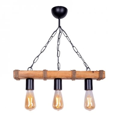 Mako Megapap E27 wooden three-light ceiling light in walnut/natural color 50x10x65cm.
