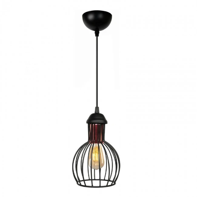 Manolia Megapap E27 metallic ceiling lamp in black color Φ15x100cm.