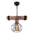 Marit Megapap E27 wooden/metallic ceiling light in walnut/black color 30x15x60cm.