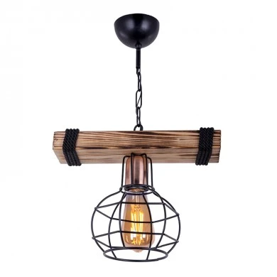 Marit Megapap E27 wooden/metallic ceiling light in walnut/black color 30x15x60cm.