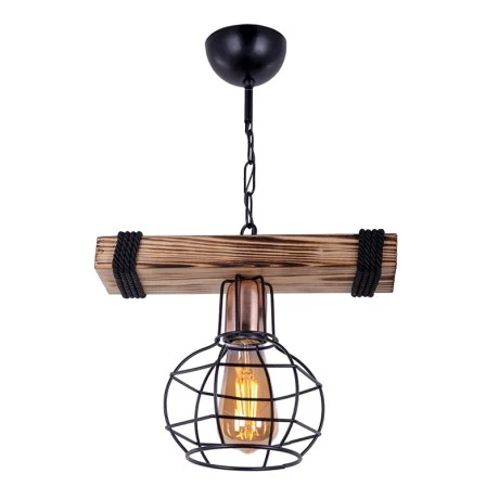 Marit Megapap E27 wooden/metallic ceiling light in walnut/black color 30x15x60cm.