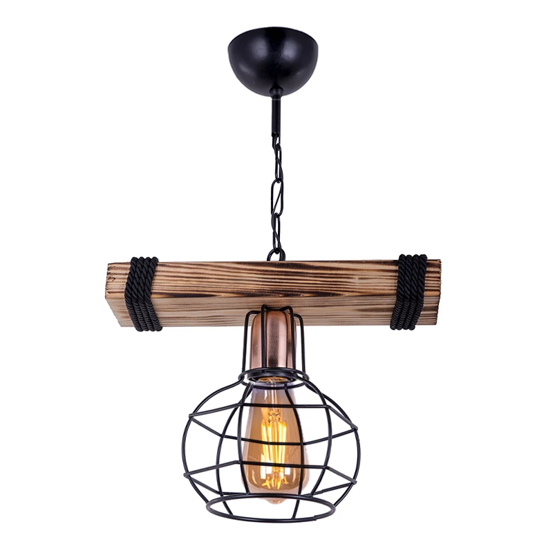 Marit Megapap E27 wooden/metallic ceiling light in walnut/black color 30x15x60cm.