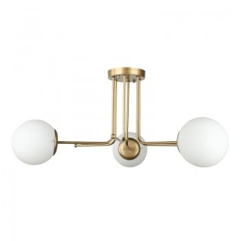 Maxidex Megapap Ε27 metal - glass ceiling light in gold color Ø70x50cm.