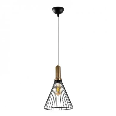 Mentor Megapap E27 metallic ceiling lamp in black color Ø24x140cm.