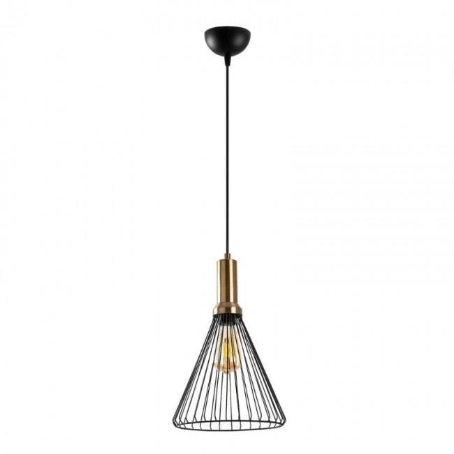 Mentor Megapap E27 metallic ceiling lamp in black color Ø24x140cm.