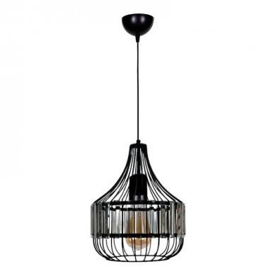 Merlin Megapap E27 metallic - glass ceiling light in black color Ø28x80cm.