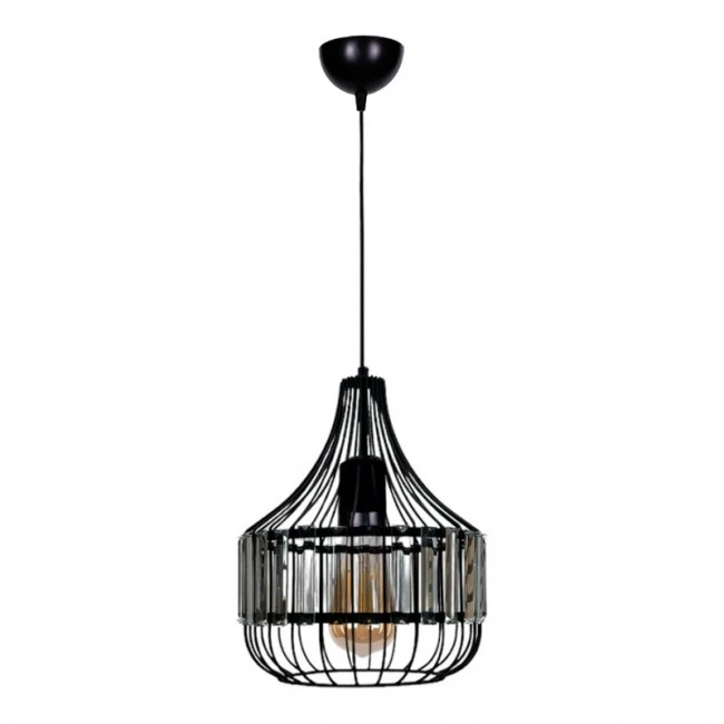 Merlin Megapap E27 metallic - glass ceiling light in black color Ø28x80cm.