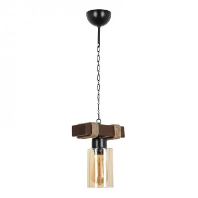 Meryl Megapap Ε27 wooden ceiling light in walnut color 20x18x70cm.