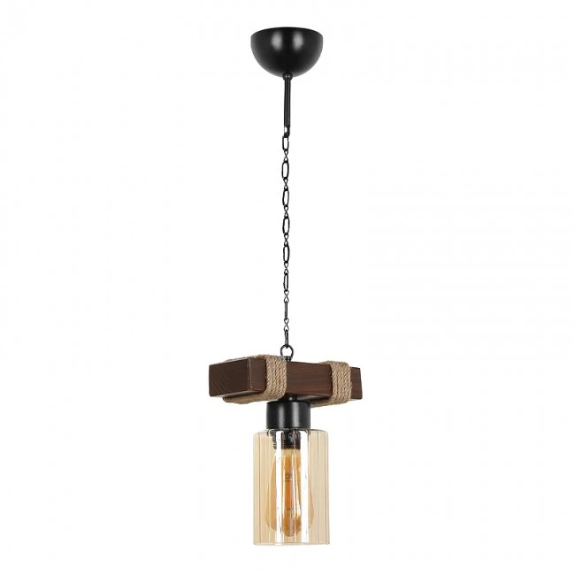 Meryl Megapap Ε27 wooden ceiling light in walnut color 20x18x70cm.