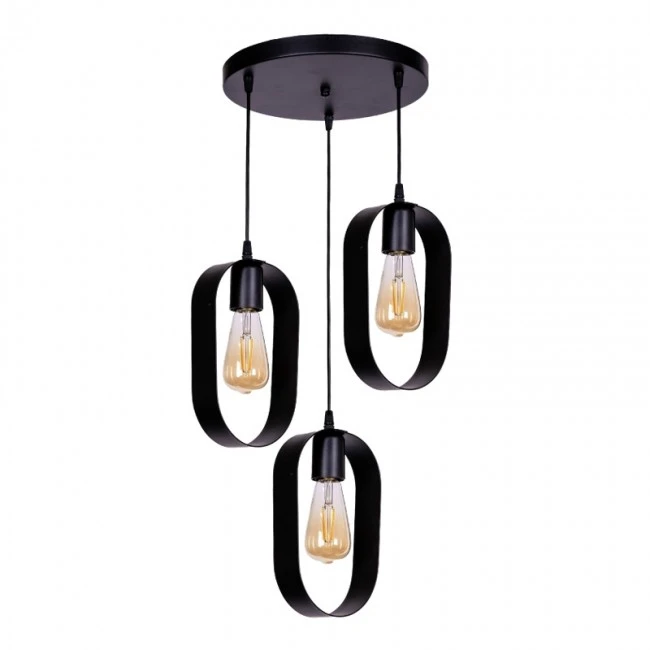 Mordo Megapap metallic ceiling three-light in black color 40x40x70cm.