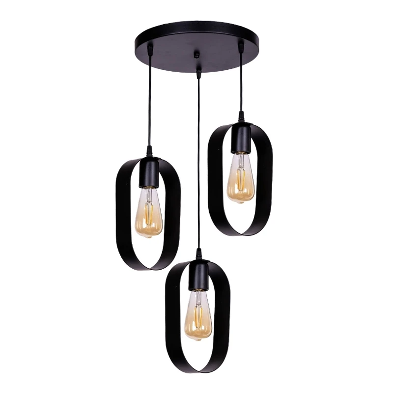 Mordo Megapap metallic ceiling three-light in black color 40x40x70cm.