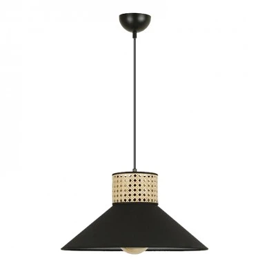 Nebraska Megapap Ε27 fabric ceiling light in black color Φ40x70cm.