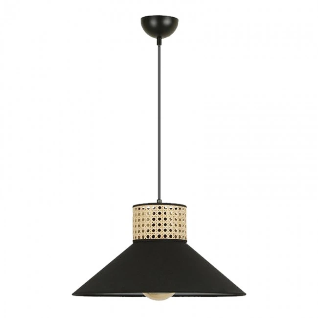 Nebraska Megapap Ε27 fabric ceiling light in black color Φ40x70cm.