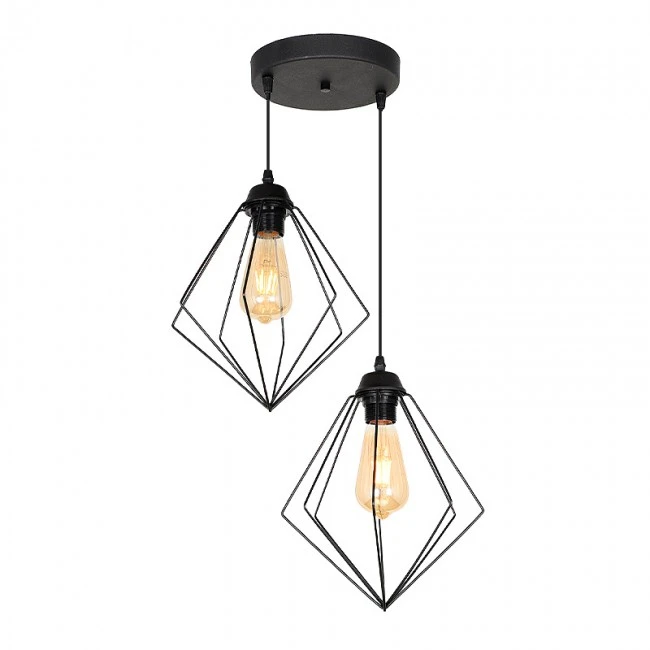 Nura Megapap E27 metallic double-light in black color 40x40x70cm.